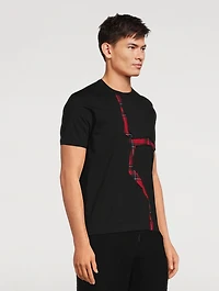 Cotton T-Shirt With Tartan Inlay