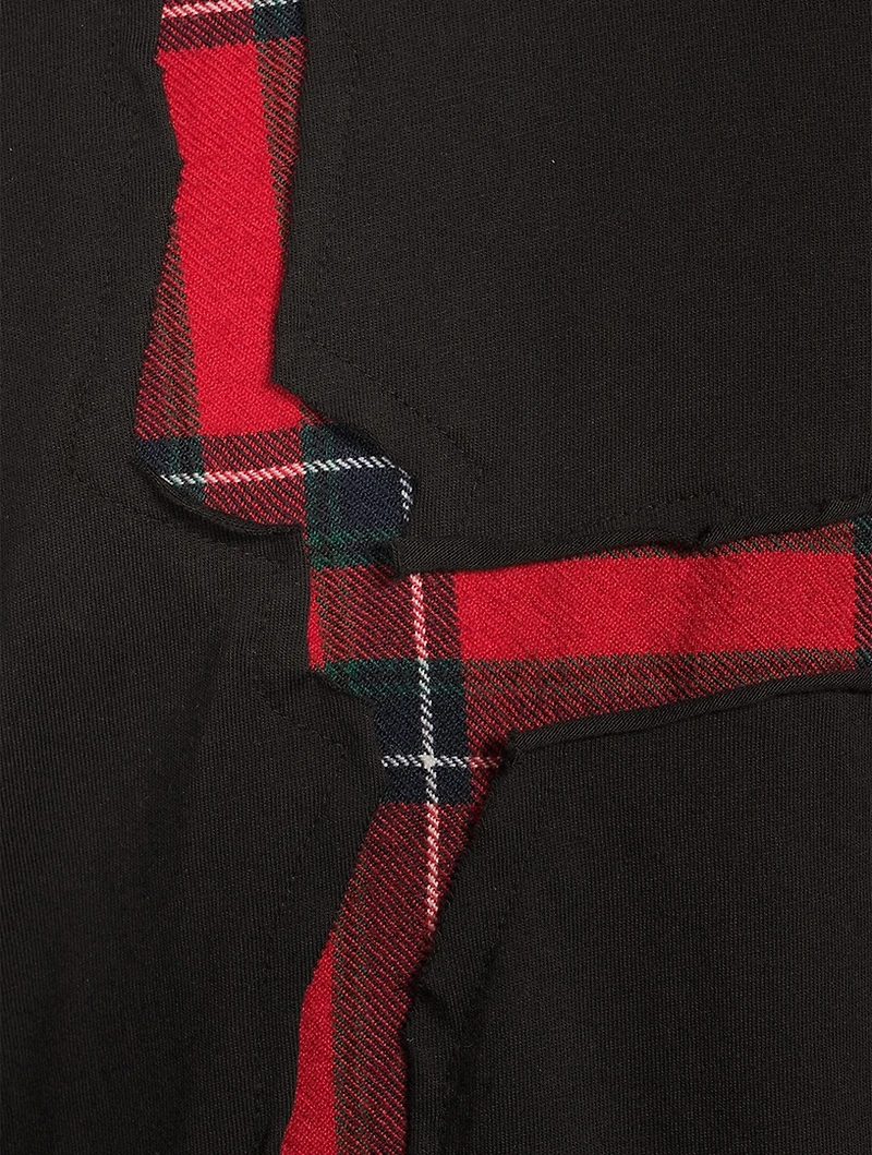 Cotton T-Shirt With Tartan Inlay