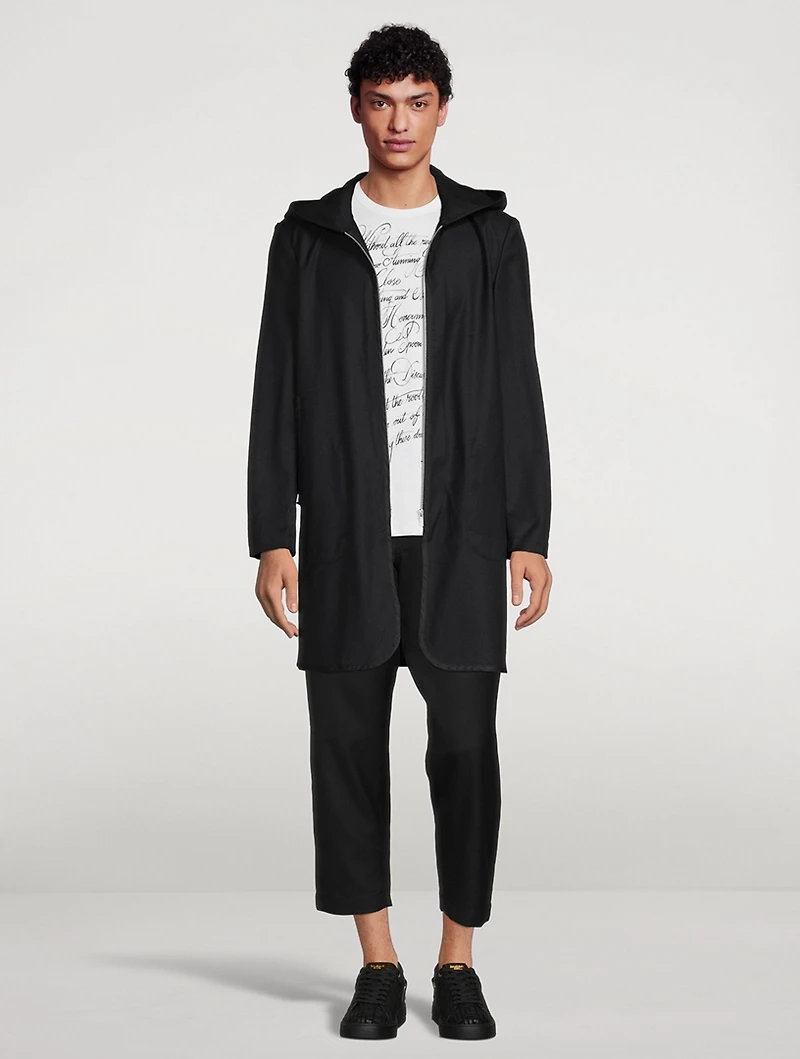 Wool Coat With Zip Hood