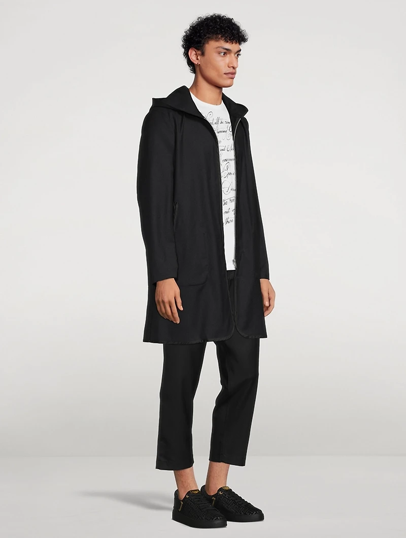 Wool Coat With Zip Hood