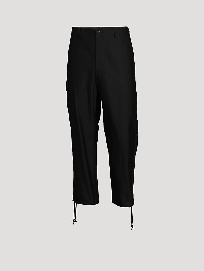 Satin Finish Cotton Cargo Pants