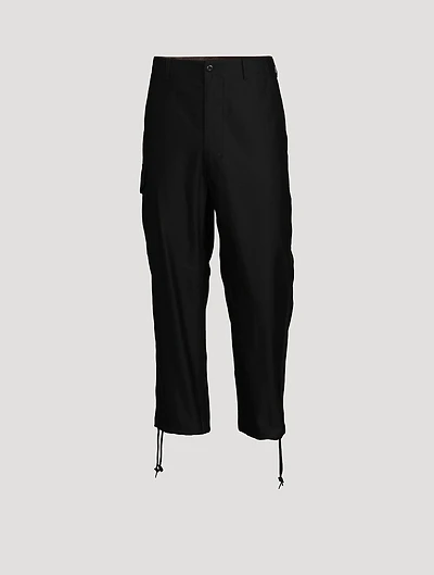 Satin Finish Cotton Cargo Pants