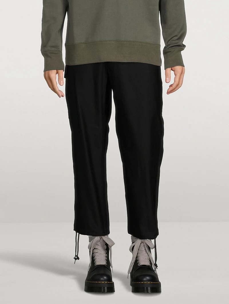 Satin Finish Cotton Cargo Pants
