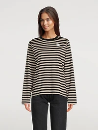 Tasaraita Relaxed Long-Sleeve T-Shirt Stripe Print