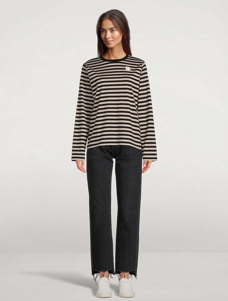 Tasaraita Relaxed Long-Sleeve T-Shirt Stripe Print