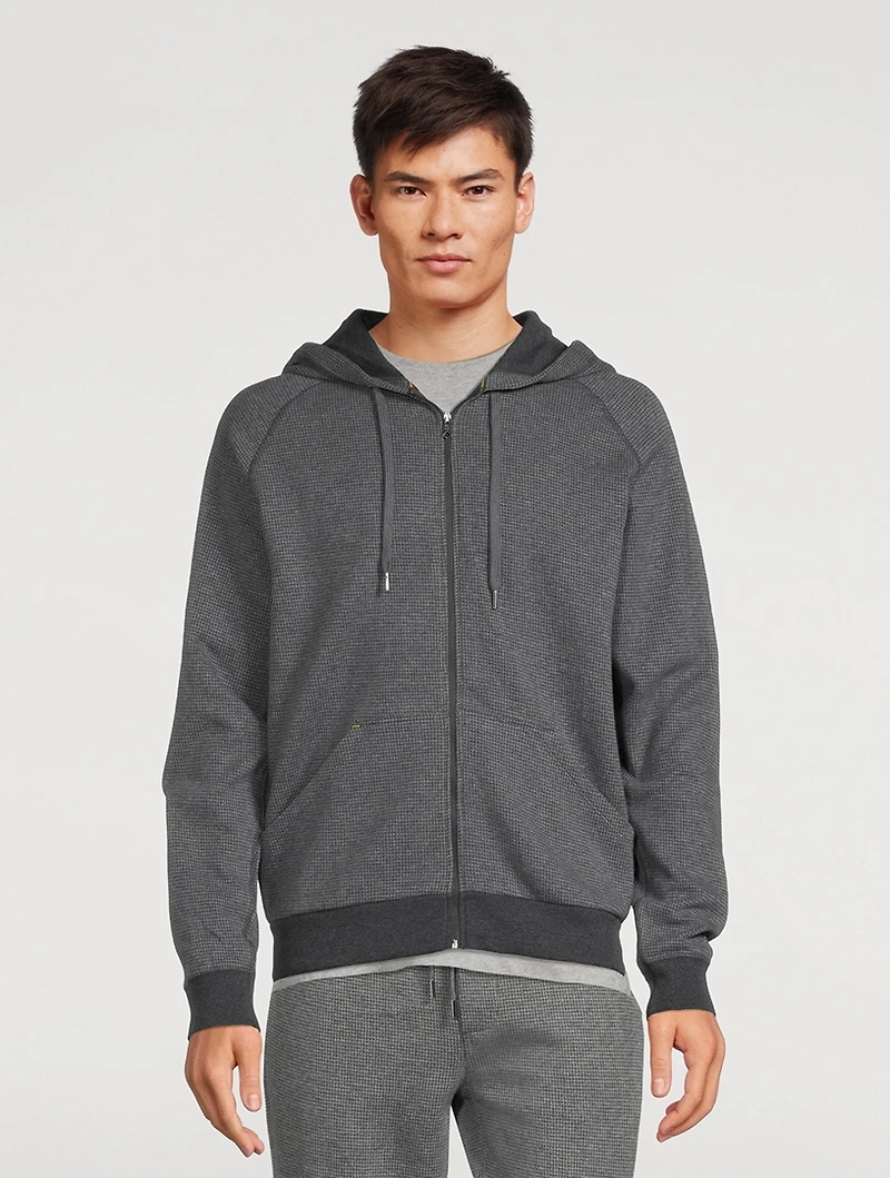 Cotton Waffle Zip Hoodie