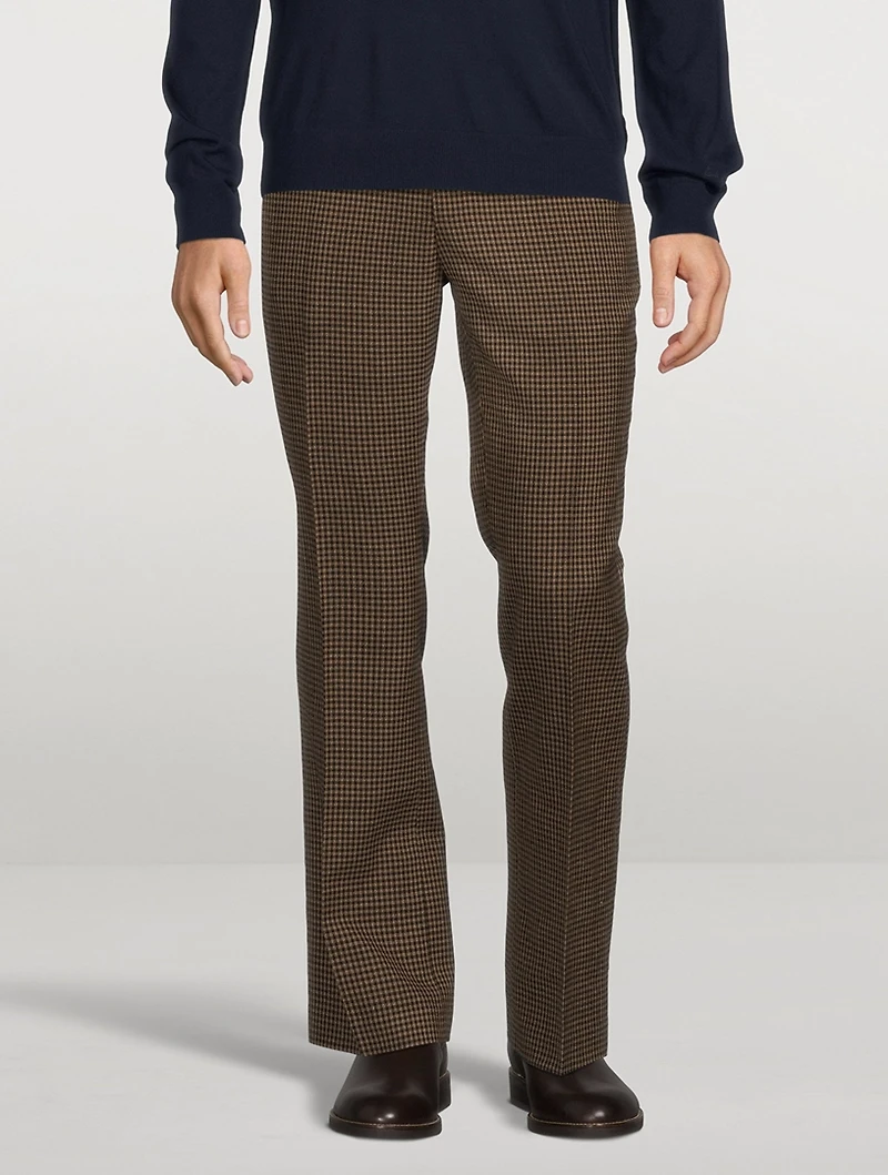 Wool Tailored Pants Check Print