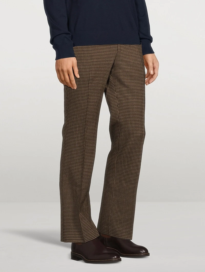 Wool Tailored Pants Check Print