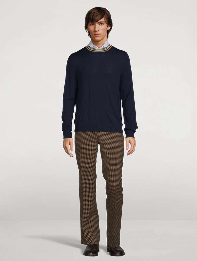 Wool Tailored Pants Check Print