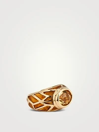 Vintage Citrine And Enamel Ring