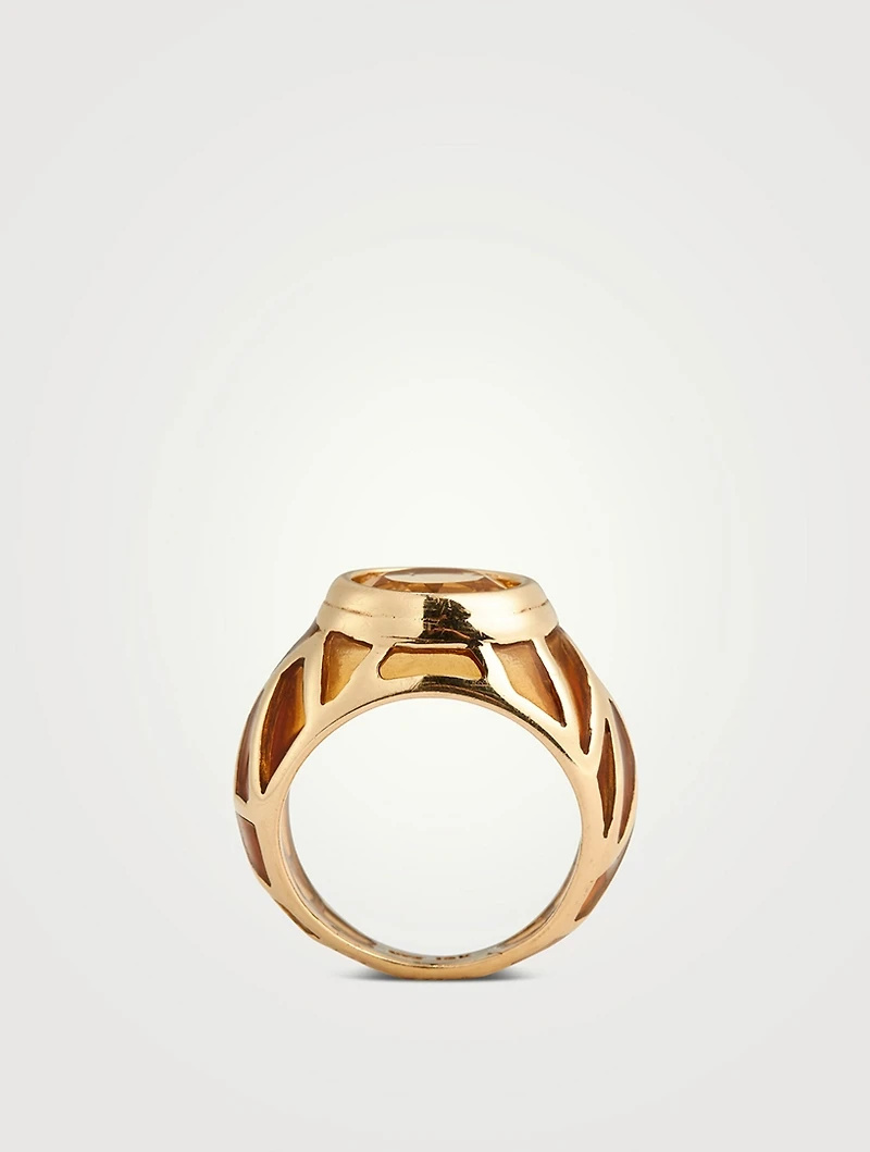 Vintage Citrine And Enamel Ring