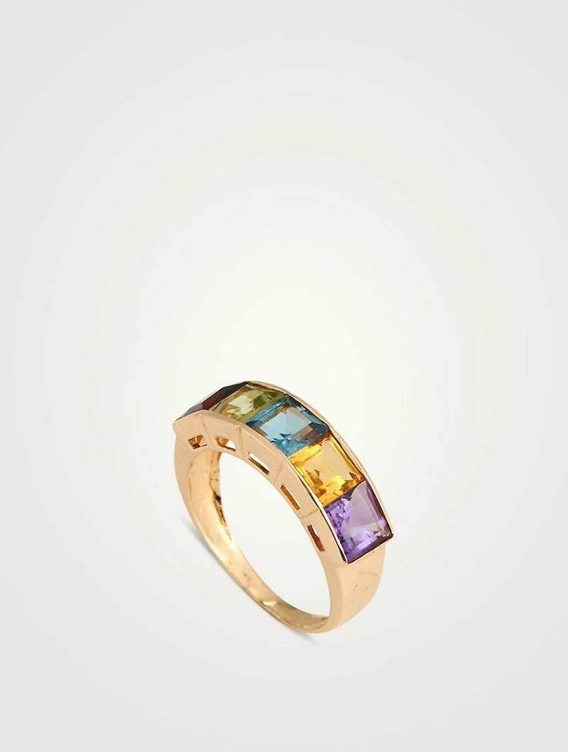 Estate 14K Gold Multi-Gemstone Ring