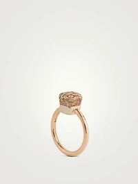 Petit Nudo 18K Rose And White Gold Ring With Brown Diamonds