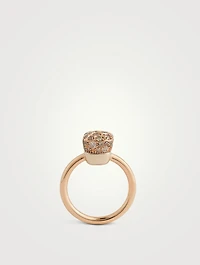 Petit Nudo 18K Rose And White Gold Ring With Brown Diamonds
