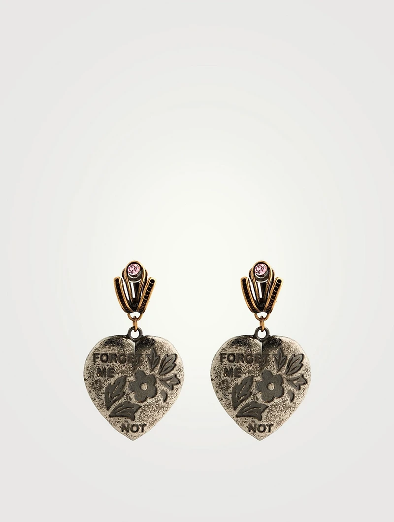 Forget Me Not Heart Clip-On Earrings