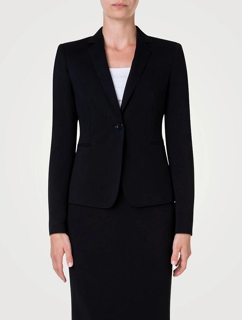 Jersey And Faux Leather Blazer