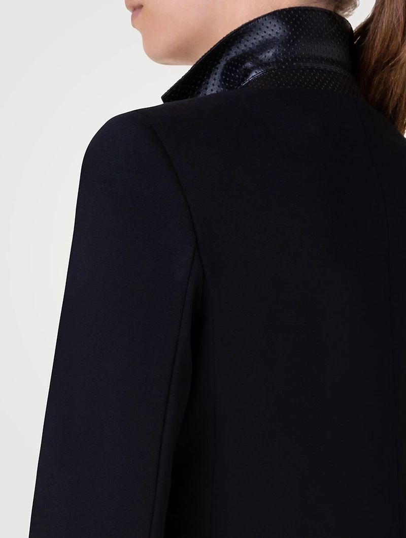 Jersey And Faux Leather Blazer