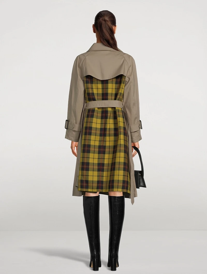 Maretta Trench Coat With Plaid Back