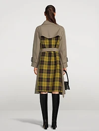 Maretta Trench Coat With Plaid Back