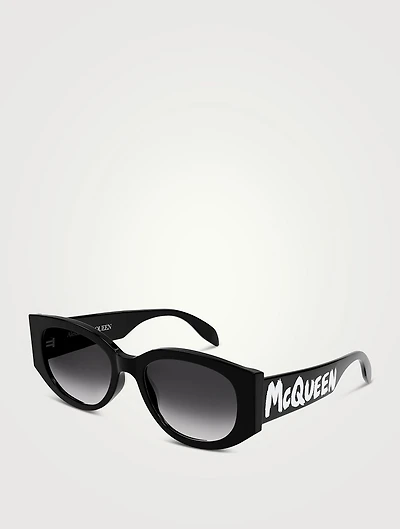 Oval Sunglasses With Graffiti Logo