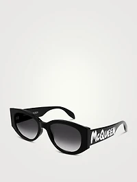 Oval Sunglasses With Graffiti Logo