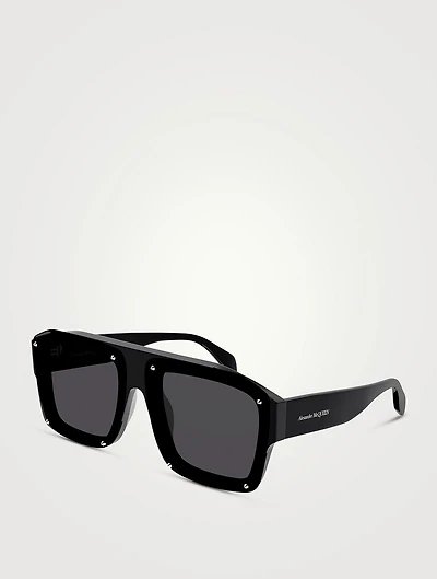 Studded Rectangular Sunglasses