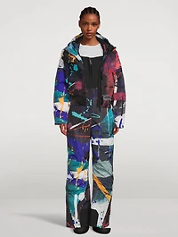 Wadded Ski Overalls Paint Splatter Print