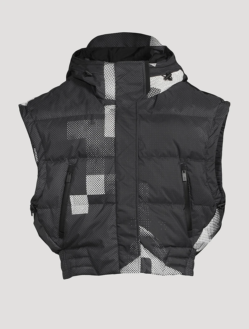 Cropped Down Vest Pixel Print