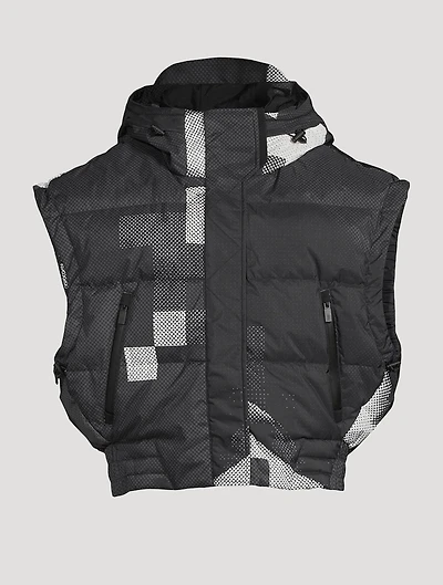 Cropped Down Vest Pixel Print