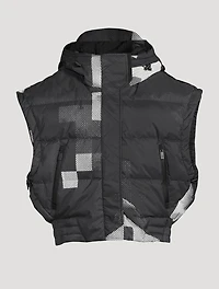 Cropped Down Vest Pixel Print