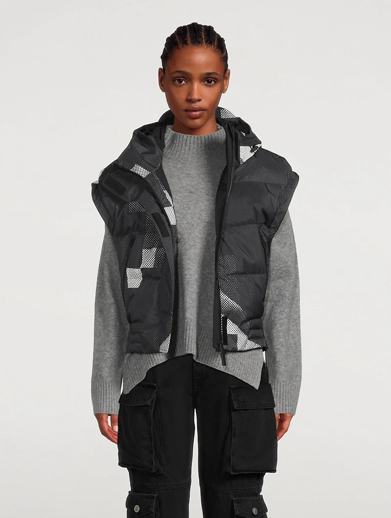 Cropped Down Vest Pixel Print