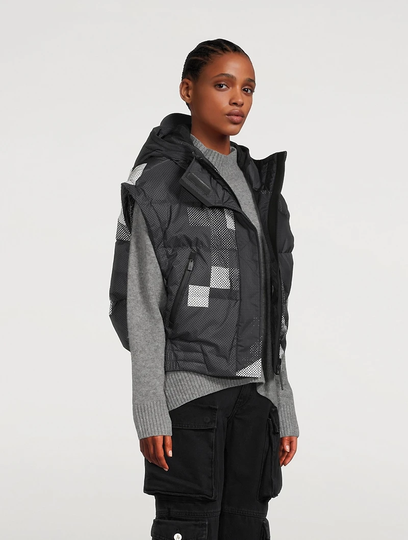 Cropped Down Vest Pixel Print
