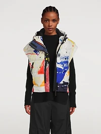 Cropped Down Vest Paint Splatter Print