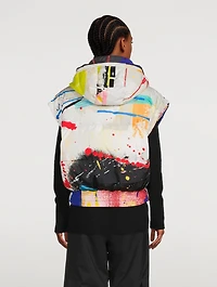 Cropped Down Vest Paint Splatter Print