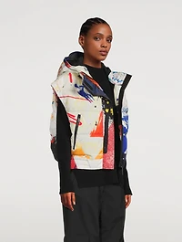 Cropped Down Vest Paint Splatter Print