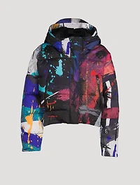 Cropped Down Jacket Paint Splatter Print