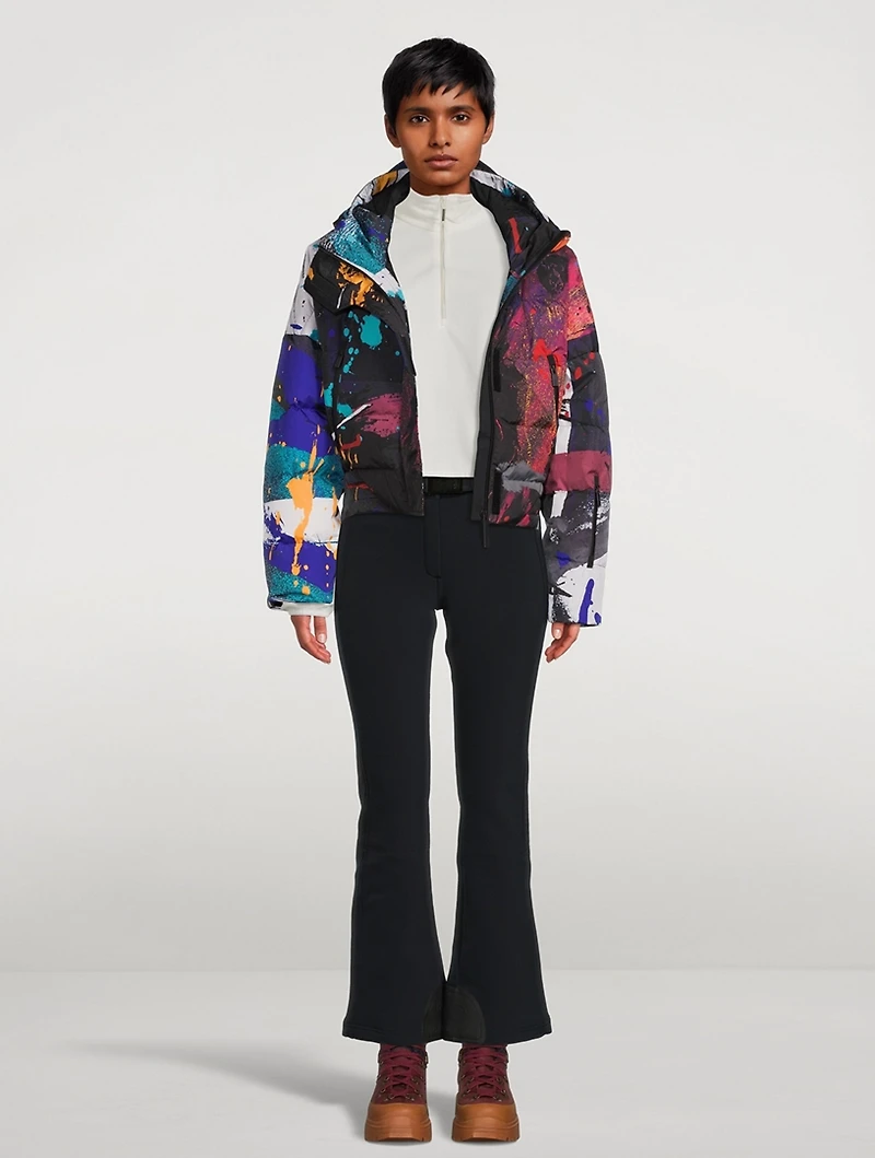 Cropped Down Jacket Paint Splatter Print