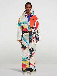 Down Ski Suit Paint Splatter Print