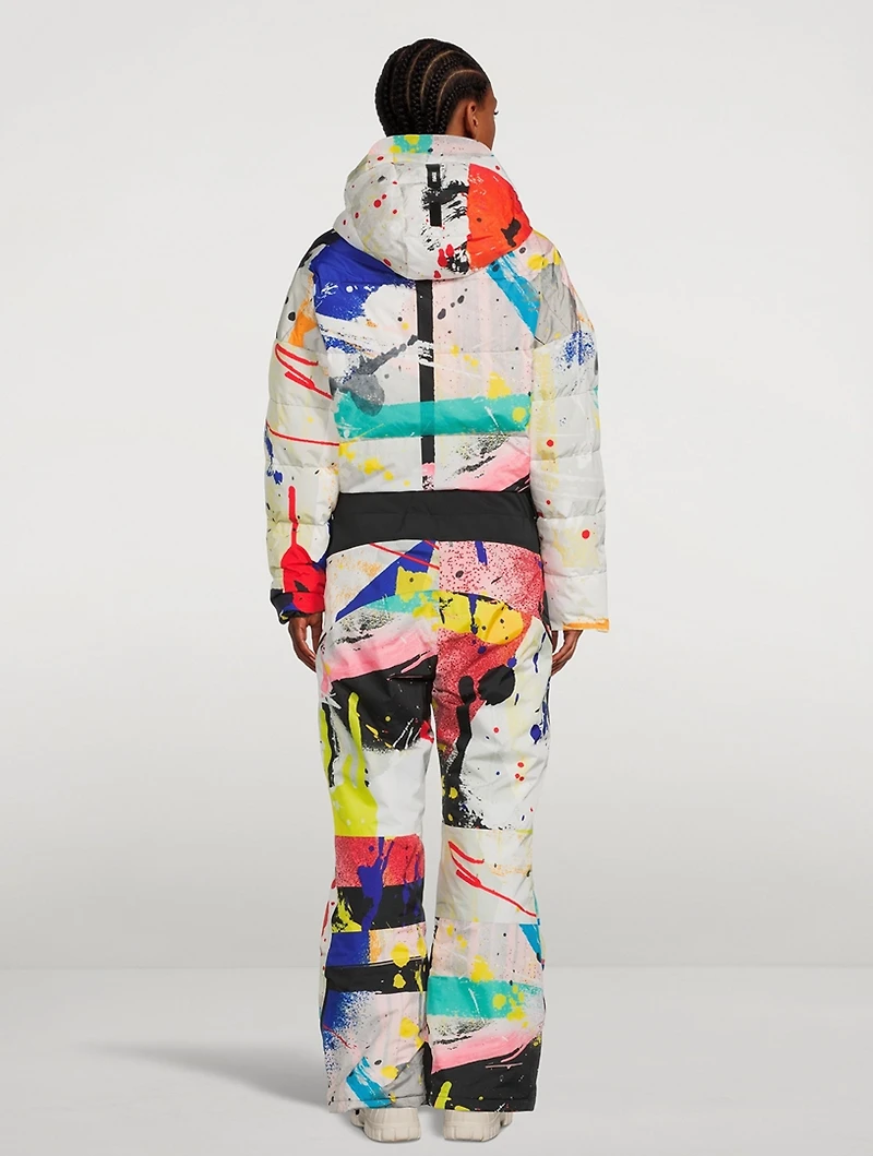 Down Ski Suit Paint Splatter Print