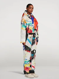 Down Ski Suit Paint Splatter Print