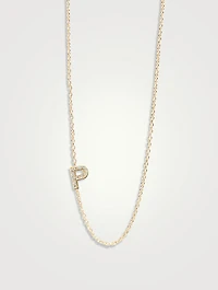 Love Letter 14K Gold P Pavé Diamond Necklace