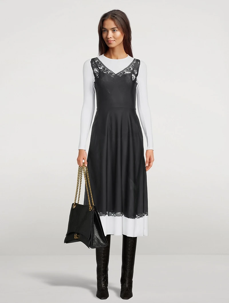 Trompe-L'oeil Spandex Midi Dress With Gloves
