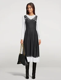Trompe-L'oeil Spandex Midi Dress With Gloves