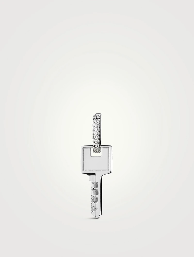 Small 18K Gold Key Earring With Diamonds