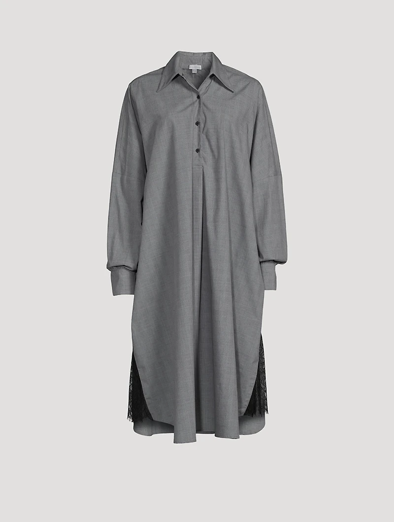 Lalo Lace-Inset Shirt Dress