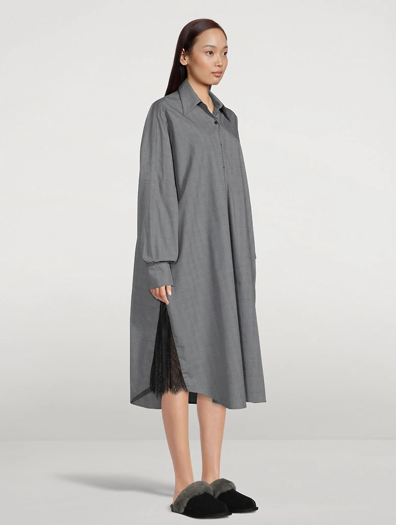Lalo Lace-Inset Shirt Dress
