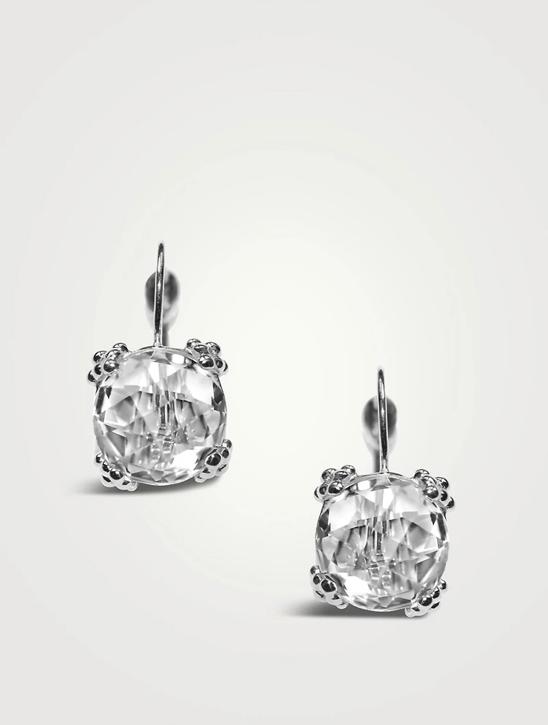 Dew Drop 14K White Gold Cluster Earrings With Topaz