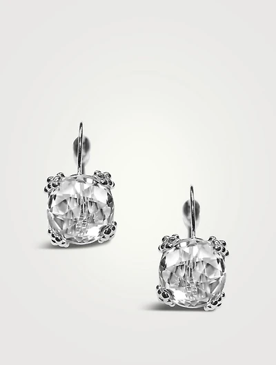 Dew Drop 14K White Gold Cluster Earrings With Topaz