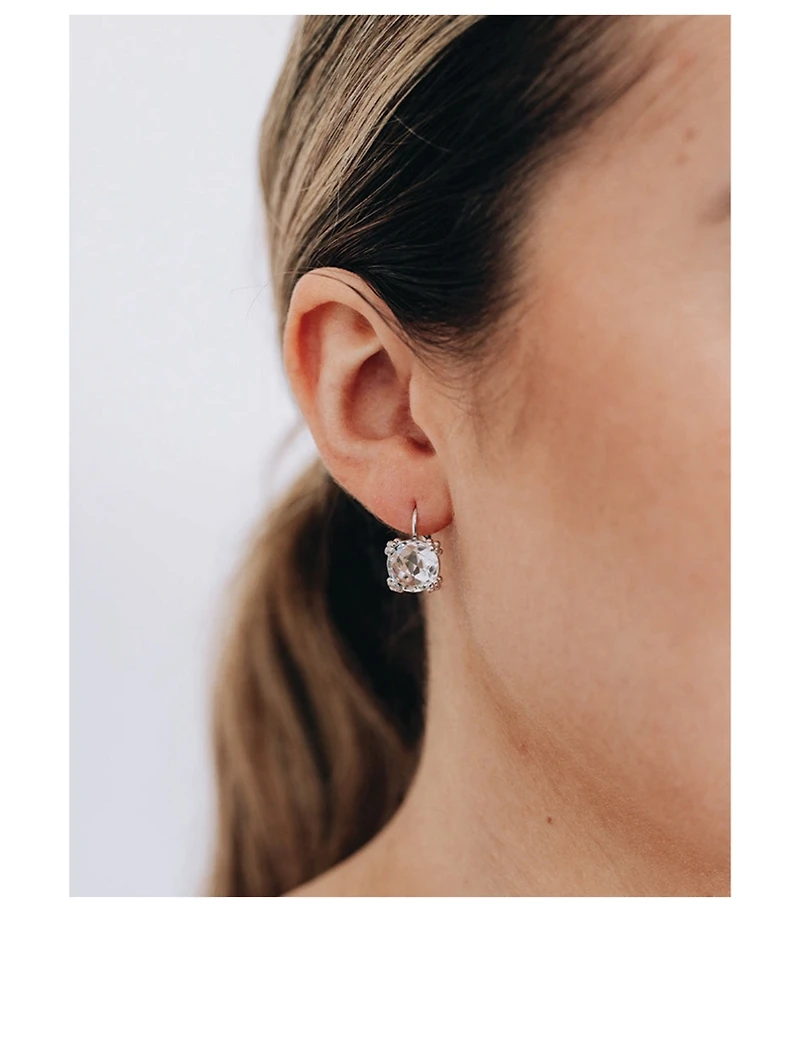 Dew Drop 14K White Gold Cluster Earrings With Topaz