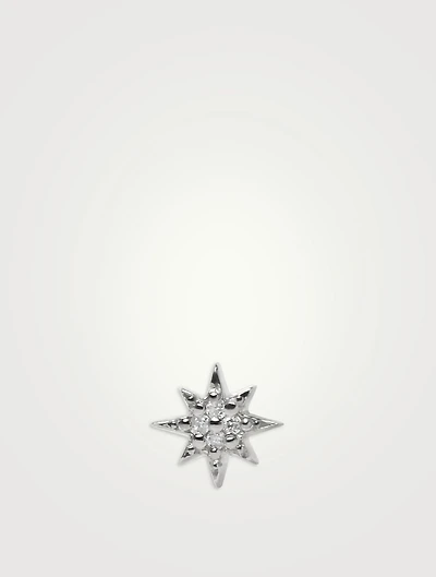 Micro Aztec 14K Gold North Star Stud Earring With Diamonds